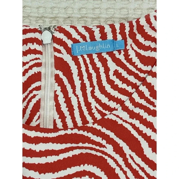 J McLaughlin Sophia Dress Women’s Large Orange Catalina Cloth Sheath Radio Waves - Picture 13 of 15